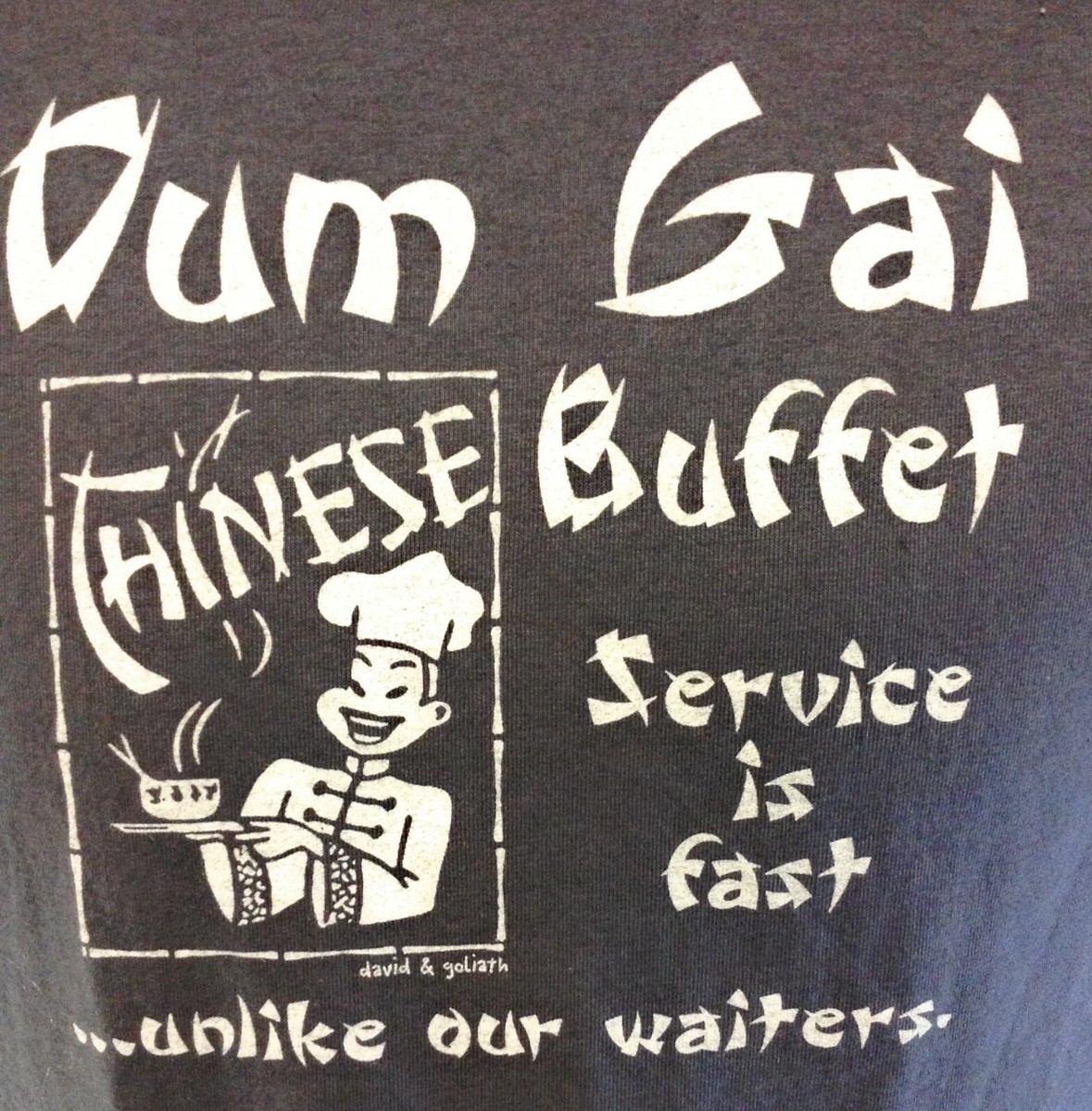 Womens Juniors David & Goliath Dum Gai Chinese Buffet Charcoal