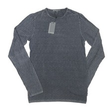 John Varvatos Men's Grey Riley Textured Vintage Wash Crew-Neck Pullover Sweater