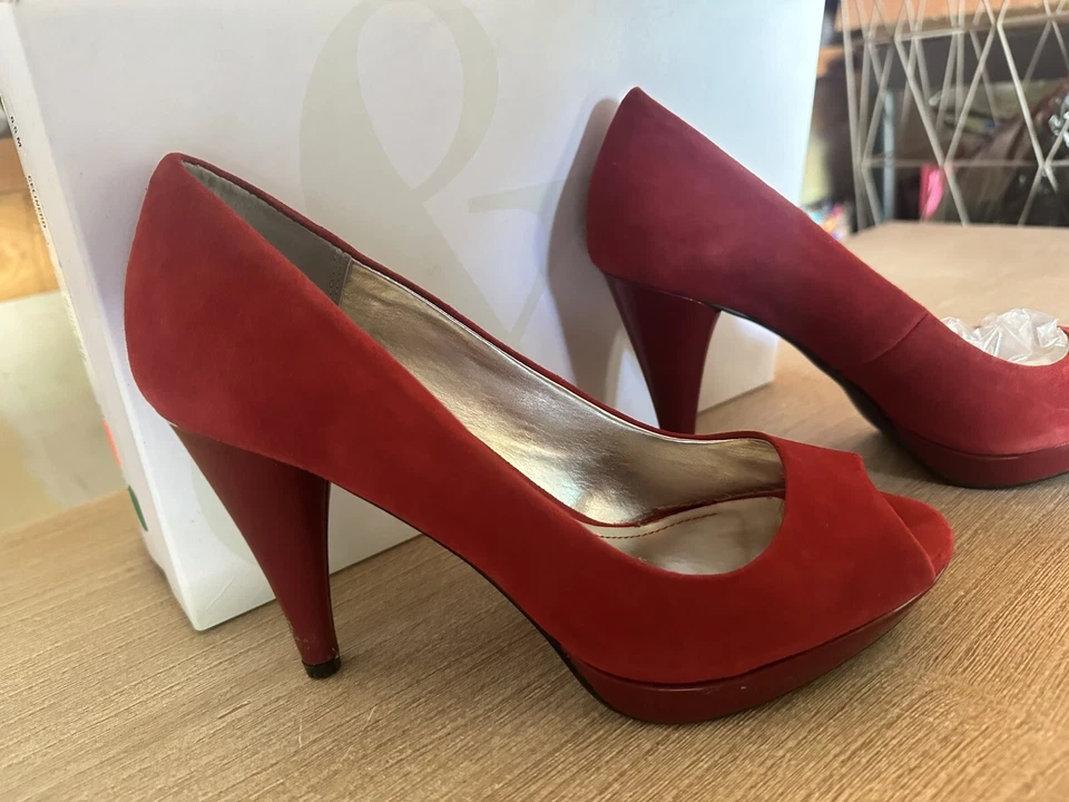 Zapatos de tacón de aguja de cuero rojo Style & Co Celine talla 6,5 Foto 3 de 4