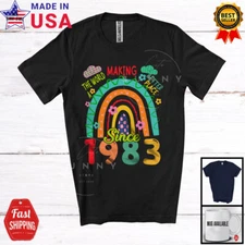 Making World A Better Place 1983, 41st Birthday Colorful Rainbow, Flowers Shirt