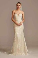 Oleg Cassini SZ 10 Beaded Scroll and Lace Mermaid Wedding Dress STYLE CWG878 NWT