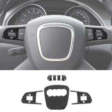 7Pcs Carbon Fiber Inner Steering Wheel Buttons Cover Trim For Audi Q7 2007-2015