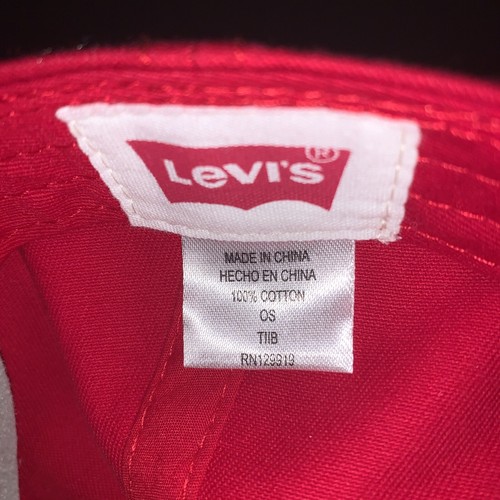 Levi's Batwing Baseball Cap Adjustable Strap Red with Red Logo Hat - Picture 5 of 5