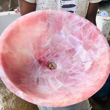 Rose Quartz Sink – Natural Stone Bathroom Basin | Pink Gemstone Vanity Bowl