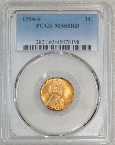 1954-S Lincoln Wheat Cent PCGS MS65RD Bright Red Luster looks MS66 #C53R