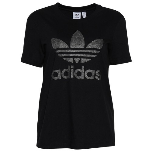 Adidas NWT Women's Adidas LOGO Glitter Trefoil Tee T-Shirt TOP Black Size XS
