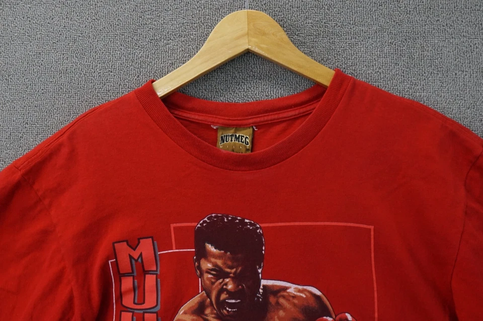 Camisa MUHAMMAD ALI Vintage BOXING Grande NUTMEG MILLS Roja Años 90 Doble Cara Foto 2 de 4