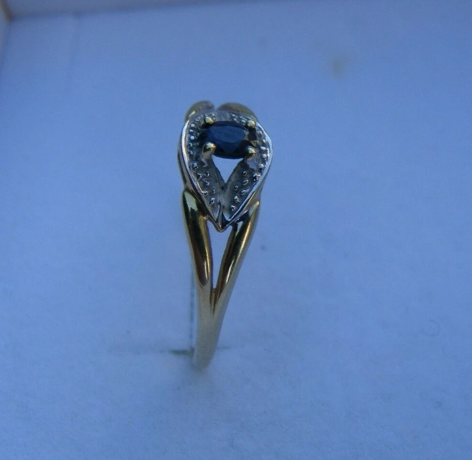 bague or jaune saphir bleu - Photo 4/4