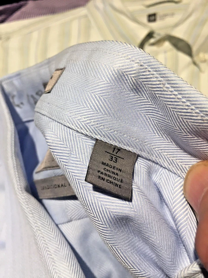 John W Nordstrom Dress Shirt Mens 17-33  Blue Traditional Fit Button Up - Image 2 of 4