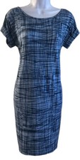 Michael Kors Dress Women’s Sz M Blue Ties Midi Short Sleeve Polyester Spandex