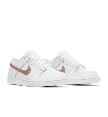 Nike dunks white metallic bronze - 7Y / 8.5 Women