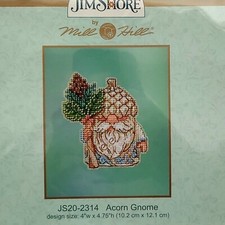 Acorn Gnome Cross Stitch Ornament Kit Mill Hill 2023 by Jim Shore JS202314