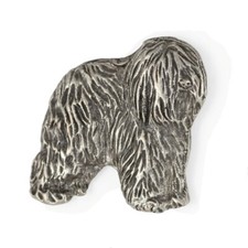 Polnischer Niederungsh&uuml;tehund, PON  - Versilberte Hundebrosche, elegante Ansteck