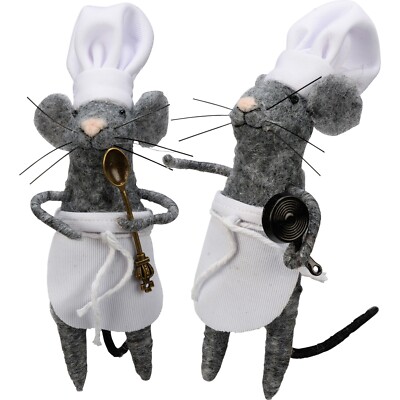 Primitives By Kathy Felt Mouse Ornament Kitchen Mice Set 2 Chef Critter Cook 