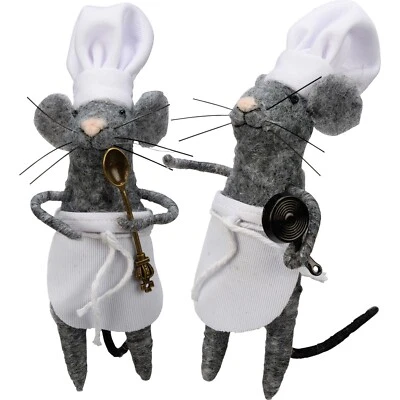 Primitives By Kathy Felt Mouse Ornament Kitchen Mice Set 2 Chef Critter Cook