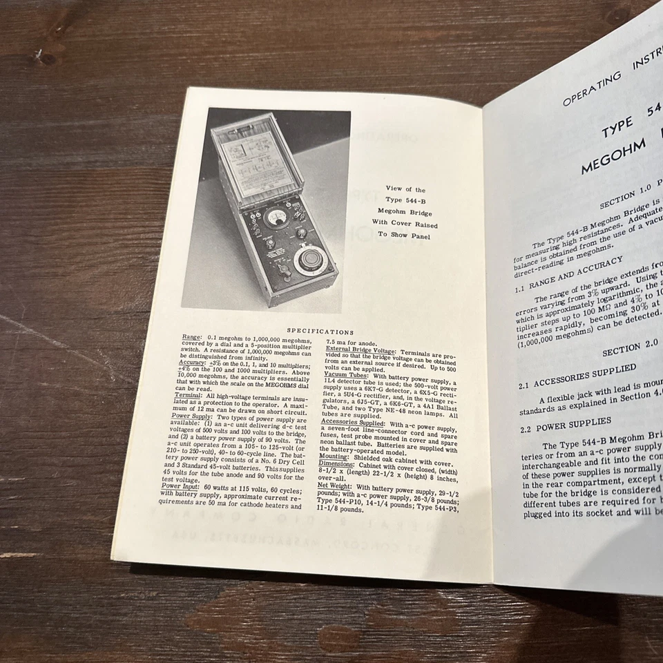 General Radio Type 544-B Megohm Bridge Operating Instructions 458-M  1962 - Image 3 of 3