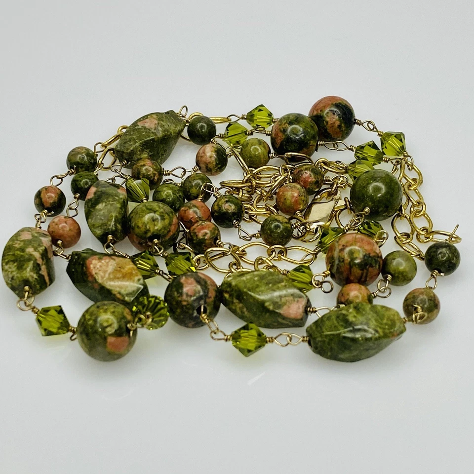 Collar Estate 42” Unakita y Cuentas Cryatales. - MCM BOHO CHIC MINIMALISTA Foto 4 de 4