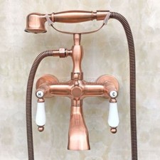 Antique Red Copper Clawfoot Bath Tub Faucet with Handshower - Wall Mount Etf806