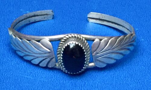 J Multine ~ Navajo Sterling Silver Black Onyx Concho 19 Inch Necklace with Stamp Work and Feathers 53 Grams