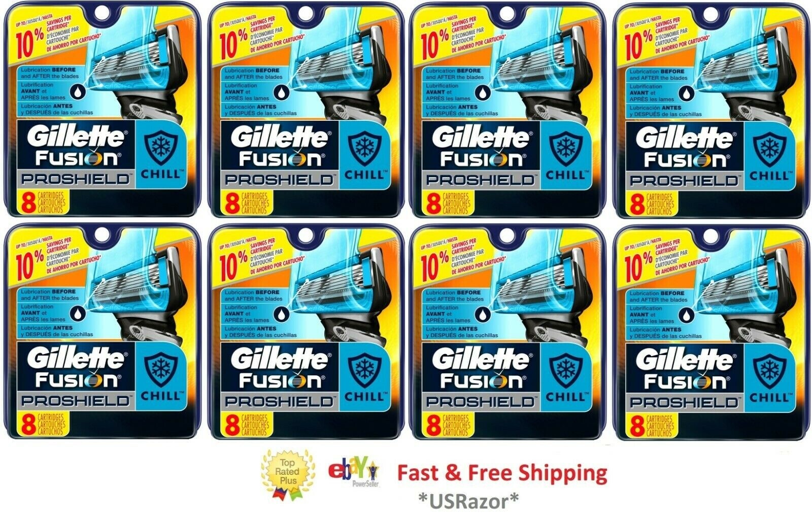 Gillette Fusion 5 Proshield Chill Razor Blades Refill Cartridges ft Power Shaver