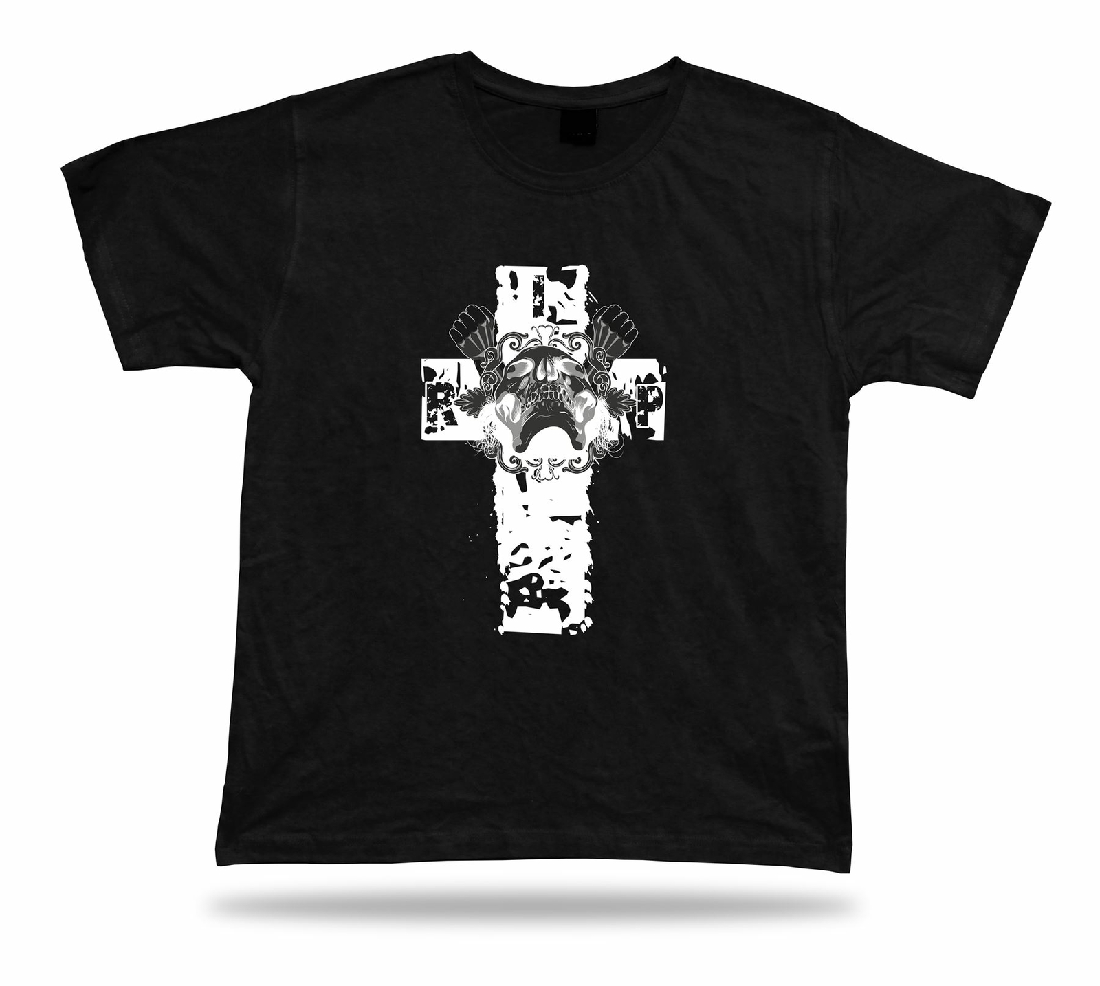 Skull on Cross Rocks cool modern stylish awesome t shirt tee design apparel