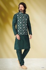 Indian Mens Designer Wedding Ethnic Wear Kurta Payjama Jacket Set From India