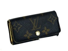 Auth LOUIS VUITTON Monogram Leather Brown 4 Key Case Key Holder France TH0968