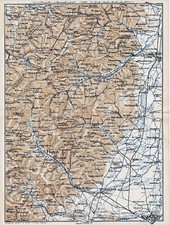 Alsace Elsass S&uuml;d 1881 kl. orig. Karte + Reisef. (12 S.) Mulhouse Munster Thann