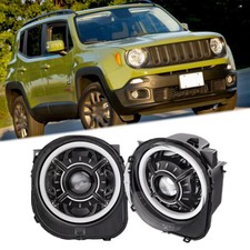 Paar LED Scheinwerfer Montage DRL Halo Hi/Low Strahl Für Jeep Renegade 2015-2021