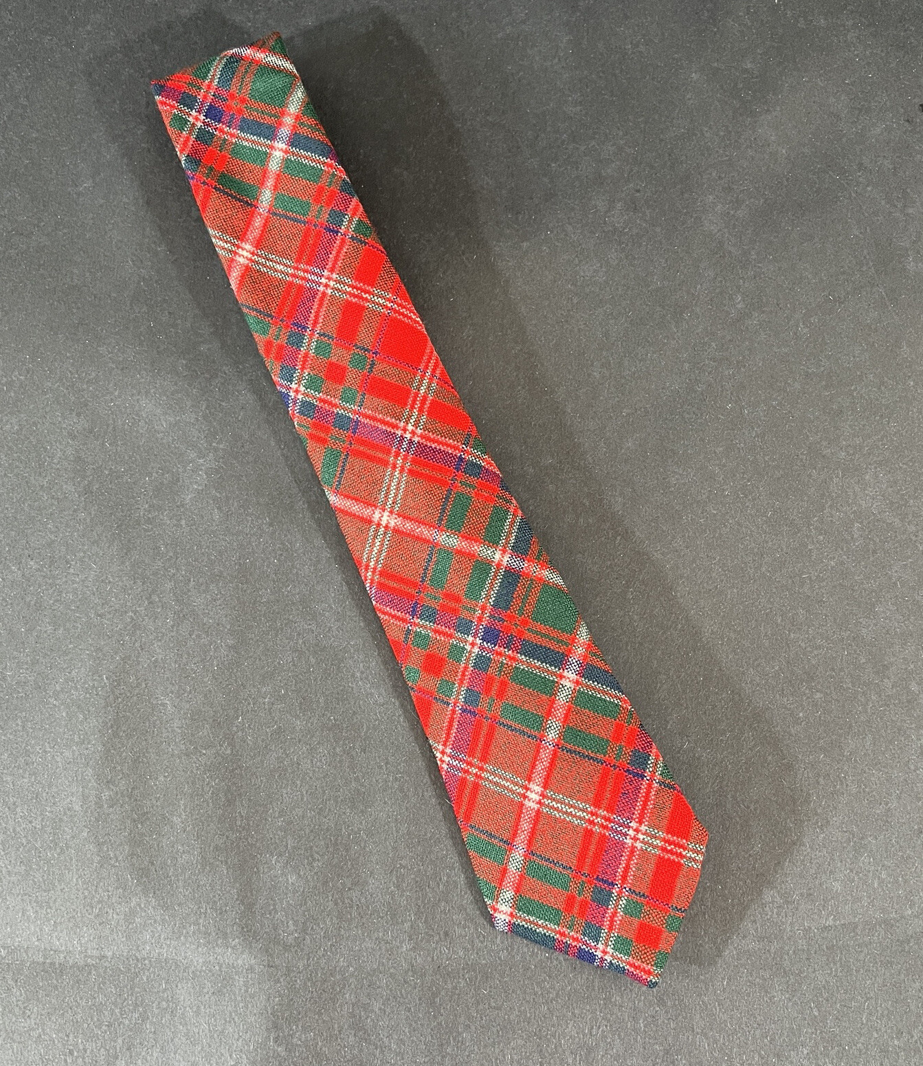 Vintage MacDougall Plaid Wool Men’s Tie Tartan Red Made In Scotland