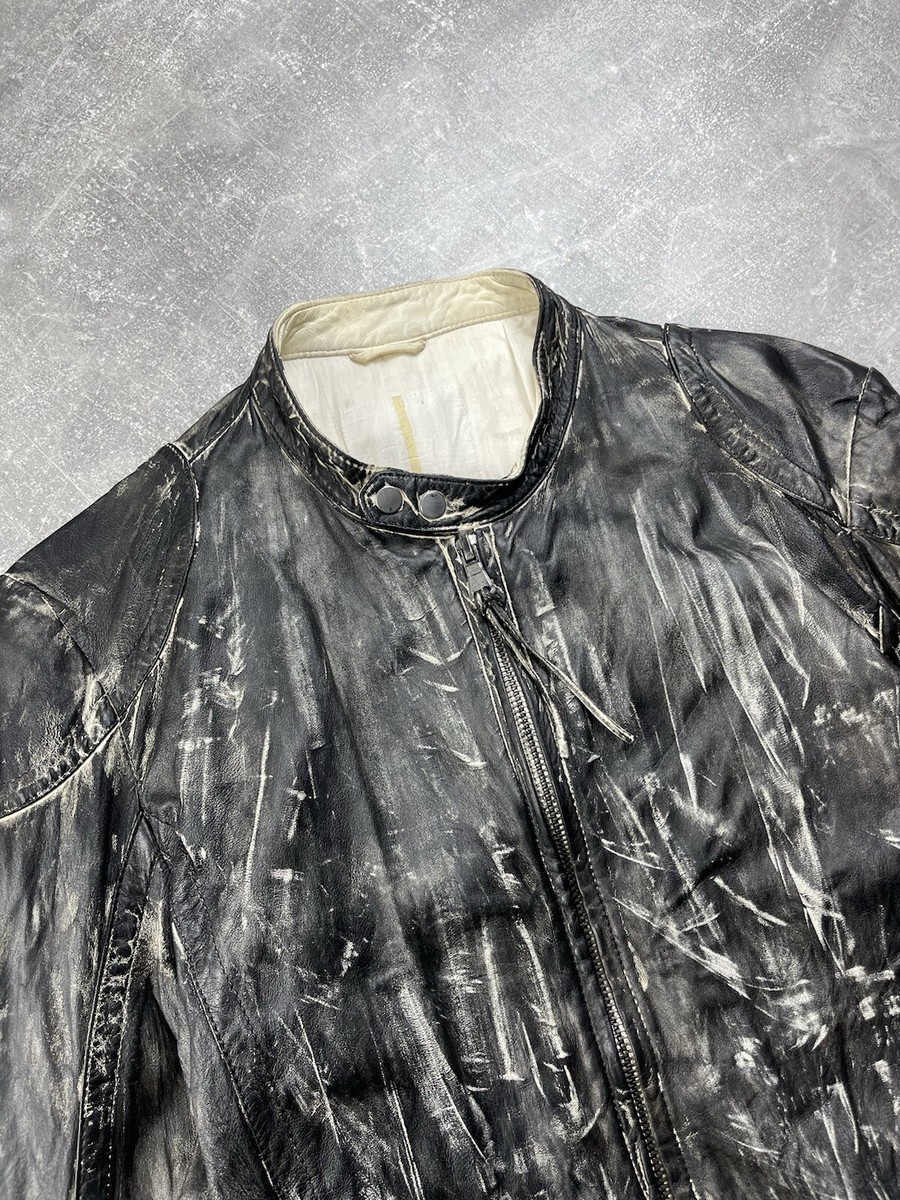 Vintage Archive Avant Garde Black / White Leather Zip Faded Vintage Archive Avant Garde Black / White Leather Zip Faded