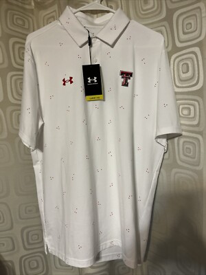 Texas Tech Red Raiders Under Armour Playoff Polo 3.0 Men's White & Red Large NWT