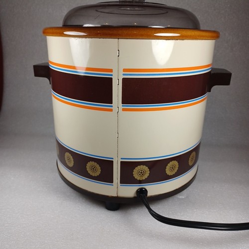 Vtg Rival 3100P Crock Pot 3.5 QT. Brown Blue Orange Gold Slow Cooker Tested - Picture 7 of 13