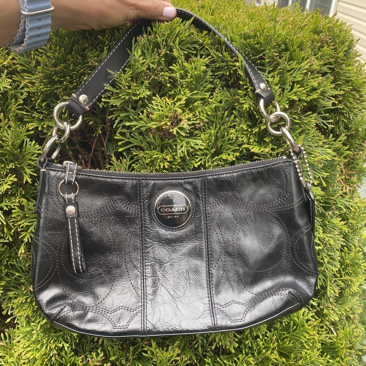 Coach East West Hobo Bag Soho Black Patent Leather Y2K Coach East West Hobo Bag Soho Black Patent Leather Y2K