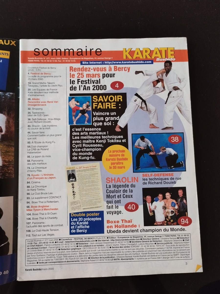 Magazine Karaté Bushido N°277 - Mars 2000 - Méthodes Endurcissement, Self-défense