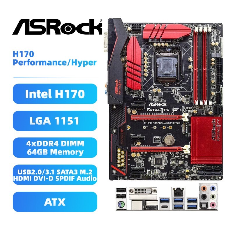 ASRock LGA1151 Motherboard H170 Performance/Hyper Intel H170