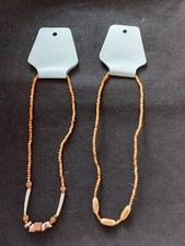 Boho Style Set of 2 Seed Bead  Wood Choker Necklaces - 16" NEW