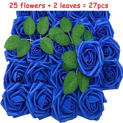 25Pcs Artificial Flowers Fake Flowers Roses Stem for DIY Wedding Bouquets Party