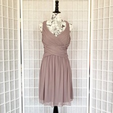 Davids Bridal Womens Bridesmaid A Line Dress Mauve Cross Back Short 10 New