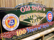 Vintage 2002 Old Style Beer Centennial Chicago Cubs Wrigley Field Tin Sign