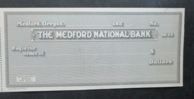 MEDFORD, OR. - Bank Check - 192- - FREE SHIPPING!!