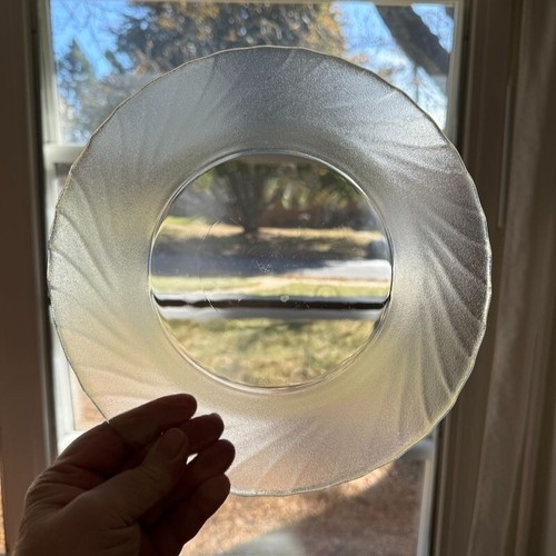 4 Vintage Arcoroc Clearbrook Glass Dinner Plates Swirl Frosted 10" Inch - Picture 3 of 8