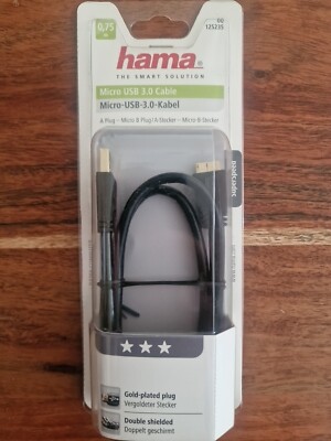 Hama USB 3.0 USB-Kabel Micro-B-Stecker Micro-USB Gold geschirmt 0,75m, 00125235