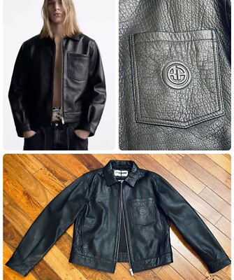ZARA rhuigi RHUDE cropped leather jacket black, XL/44( Runs ZARA rhuigi RHUDE cropped leather jacket black, XL/44( Runs