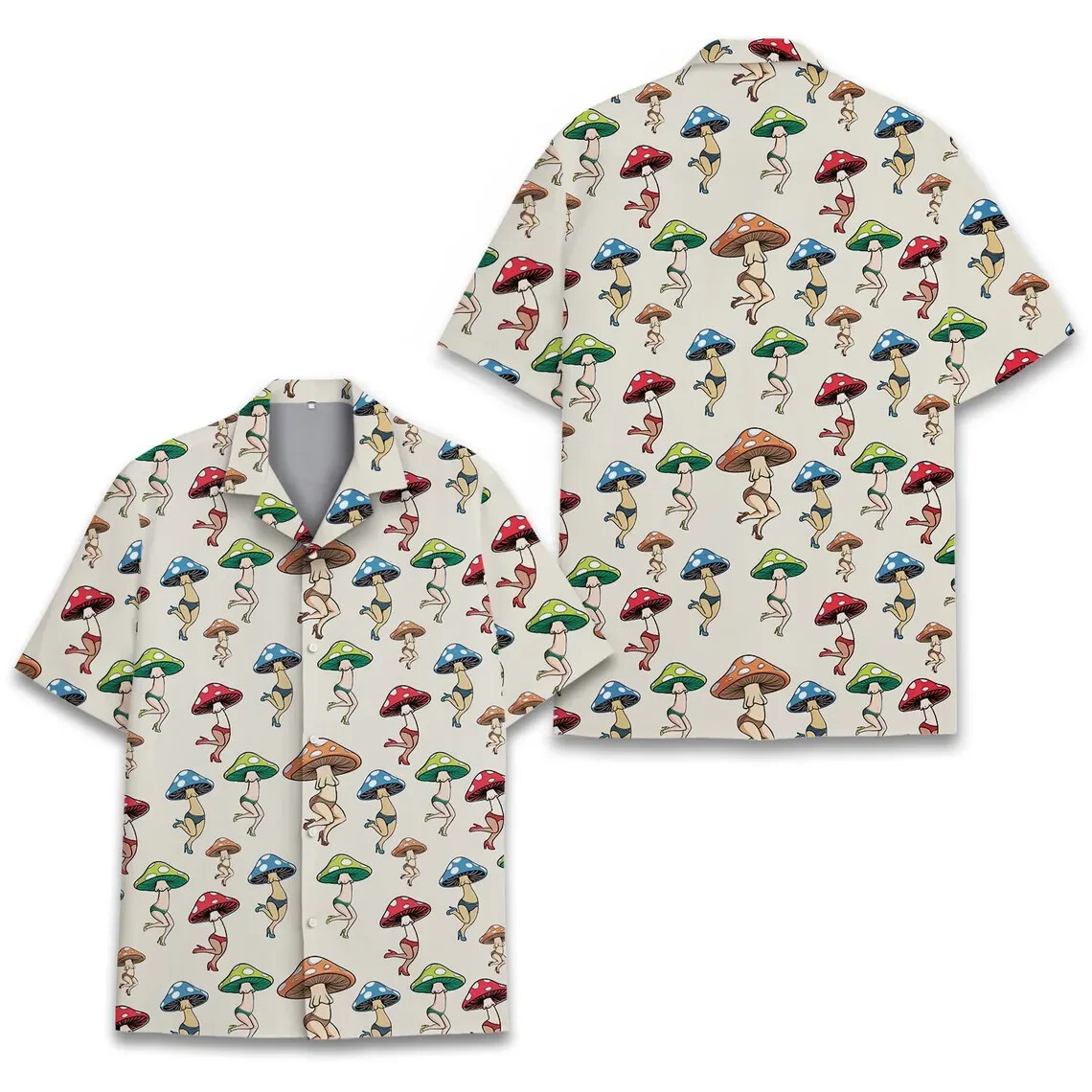Mushroom Hawaiian Shirt , Button Down Full Size S-5XL