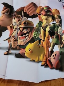 2008 Official Super Smash Bros. Brawl Mario 2 Sided Poster Nintendo Wii RARE Nes