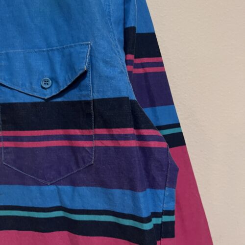 Vintage Wrangler Brushpopper blau rosa Western Knopfleiste Cowboy Hemd Gr. 16 x 34 - Bild 4 von 6