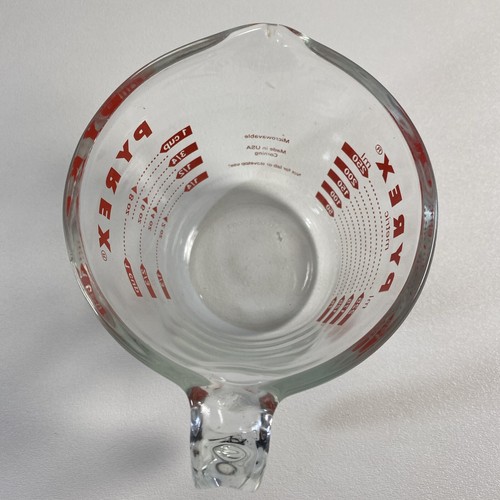 Vintage Pyrex 1 Tasse Messbecher "L" Griff, roter Schriftzug von Corning USA - Bild 5 von 6
