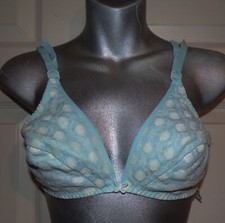 NOS Vintage 60s Aqua Embroidered Dots Bra Forever Yours 36B