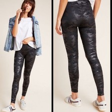 SPANX faux leather camo leggings in matte black camo Medium